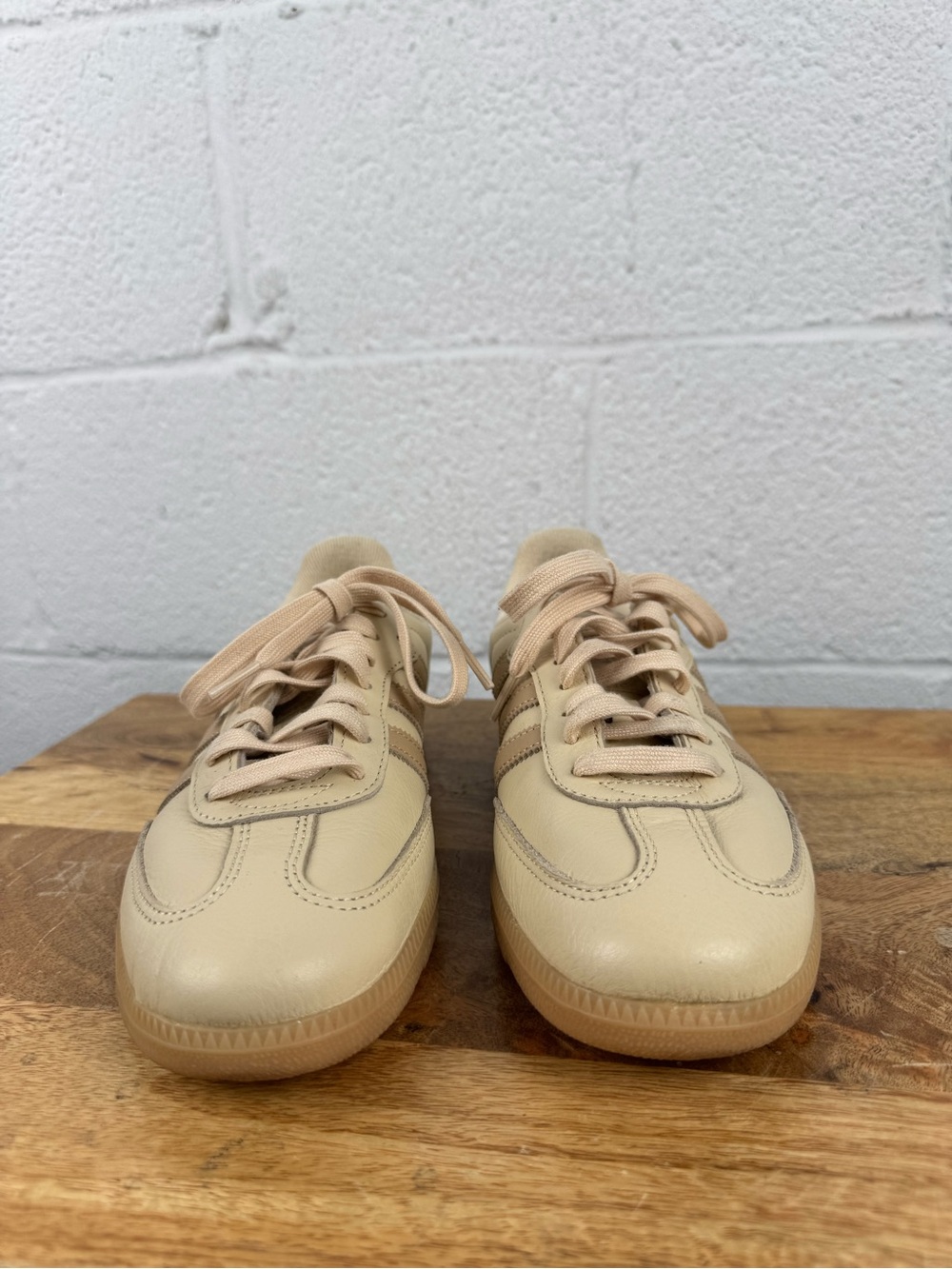 Adidas Originals Samba OG Leather Sneakers Cream/Beige Gum Sole - Picture 9 of 15